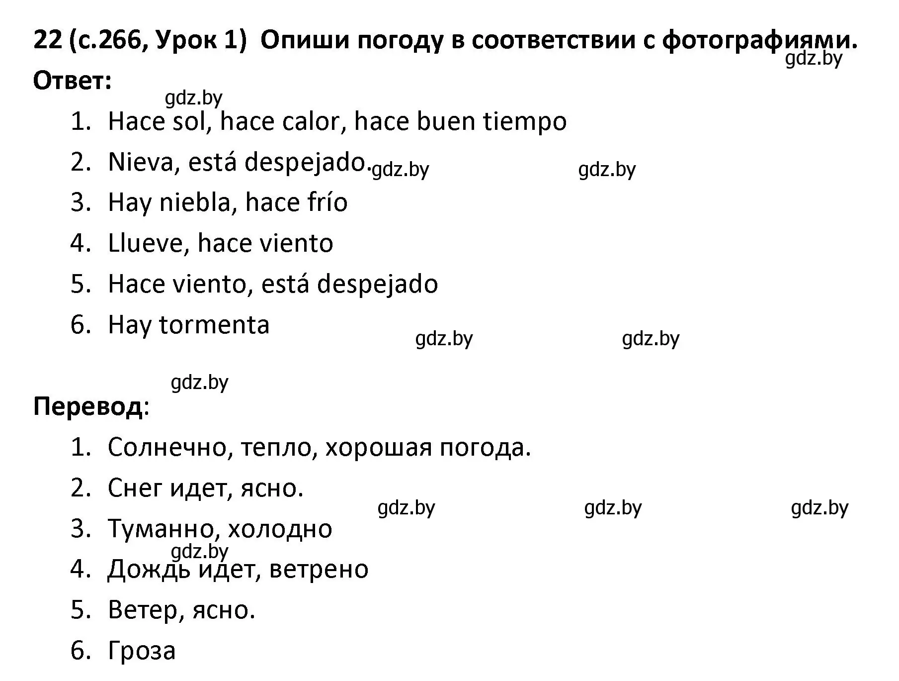 Решение номер 22 (страница 266) гдз по испанскому языку 9 класс Гриневич, Янукенас, учебник