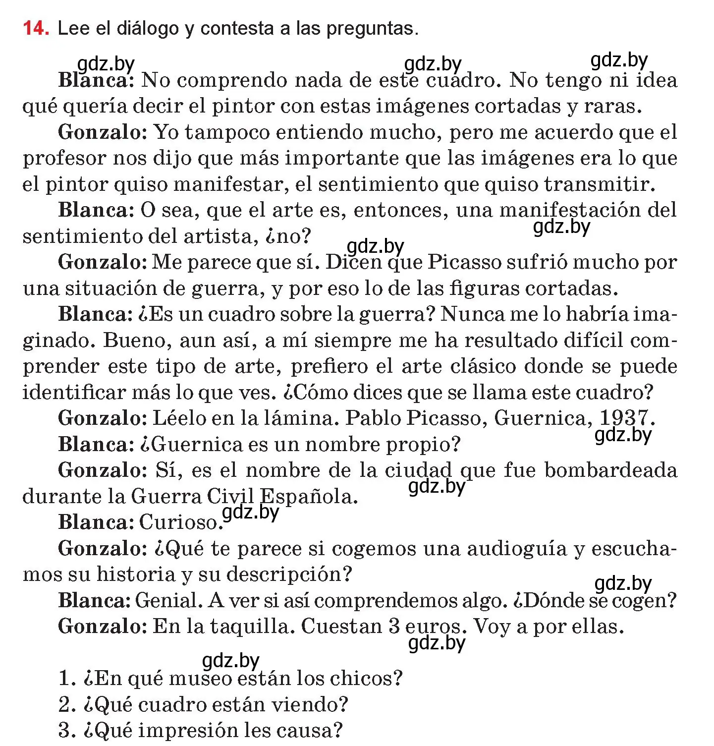 Условие номер 14 (страница 107) гдз по испанскому языку 10 класс Цыбулева, Пушкина, учебник 1 часть