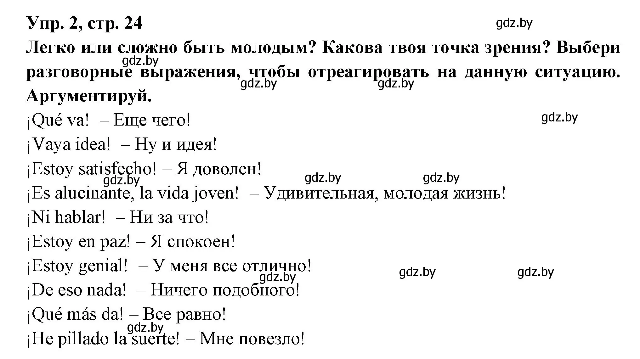 Решение номер 2 (страница 24) гдз по испанскому языку 10 класс Цыбулева, Пушкина, учебник 2 часть