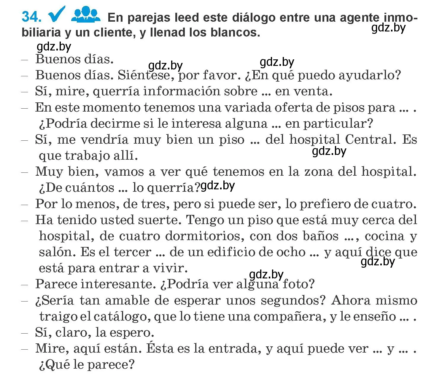Условие номер 34 (страница 72) гдз по испанскому языку 10 класс Гриневич, Янукенас, учебник