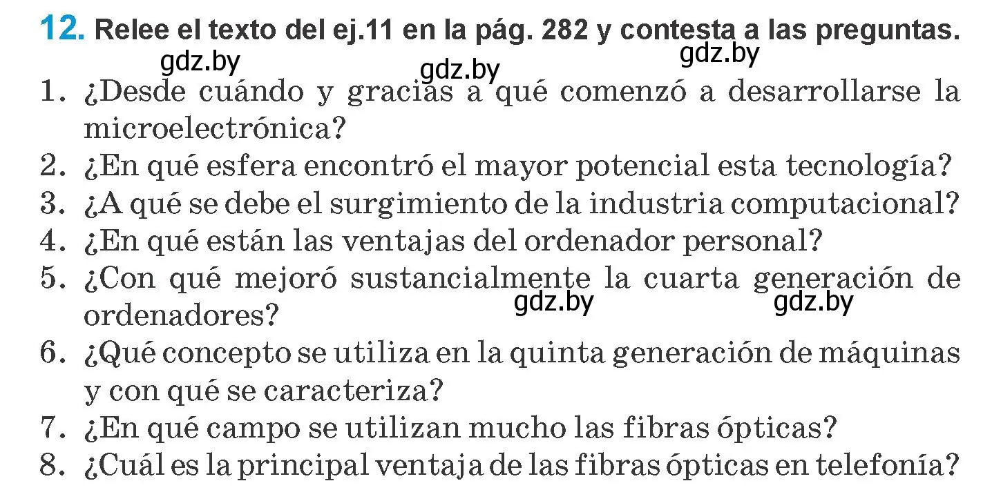 Условие номер 12 (страница 284) гдз по испанскому языку 10 класс Гриневич, Янукенас, учебник