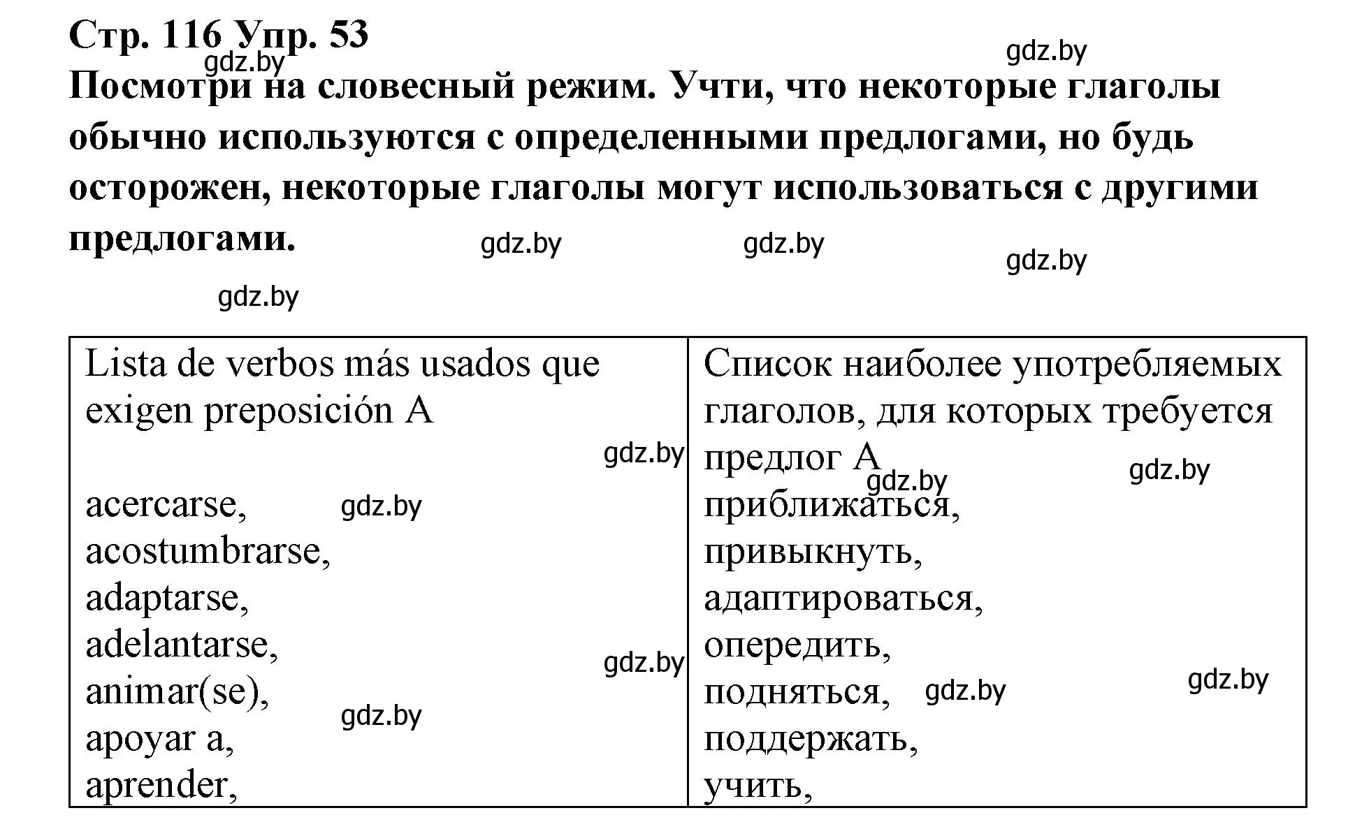 Решение номер 53 (страница 116) гдз по испанскому языку 10 класс Гриневич, Янукенас, учебник