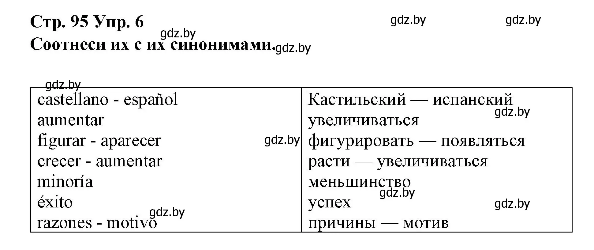 Решение номер 6 (страница 95) гдз по испанскому языку 10 класс Гриневич, Янукенас, учебник