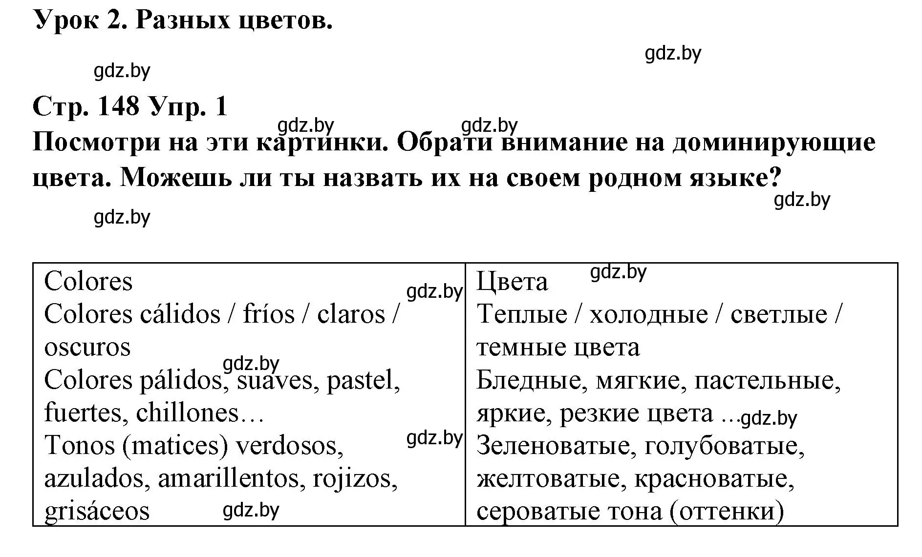 Решение номер 1 (страница 148) гдз по испанскому языку 10 класс Гриневич, Янукенас, учебник