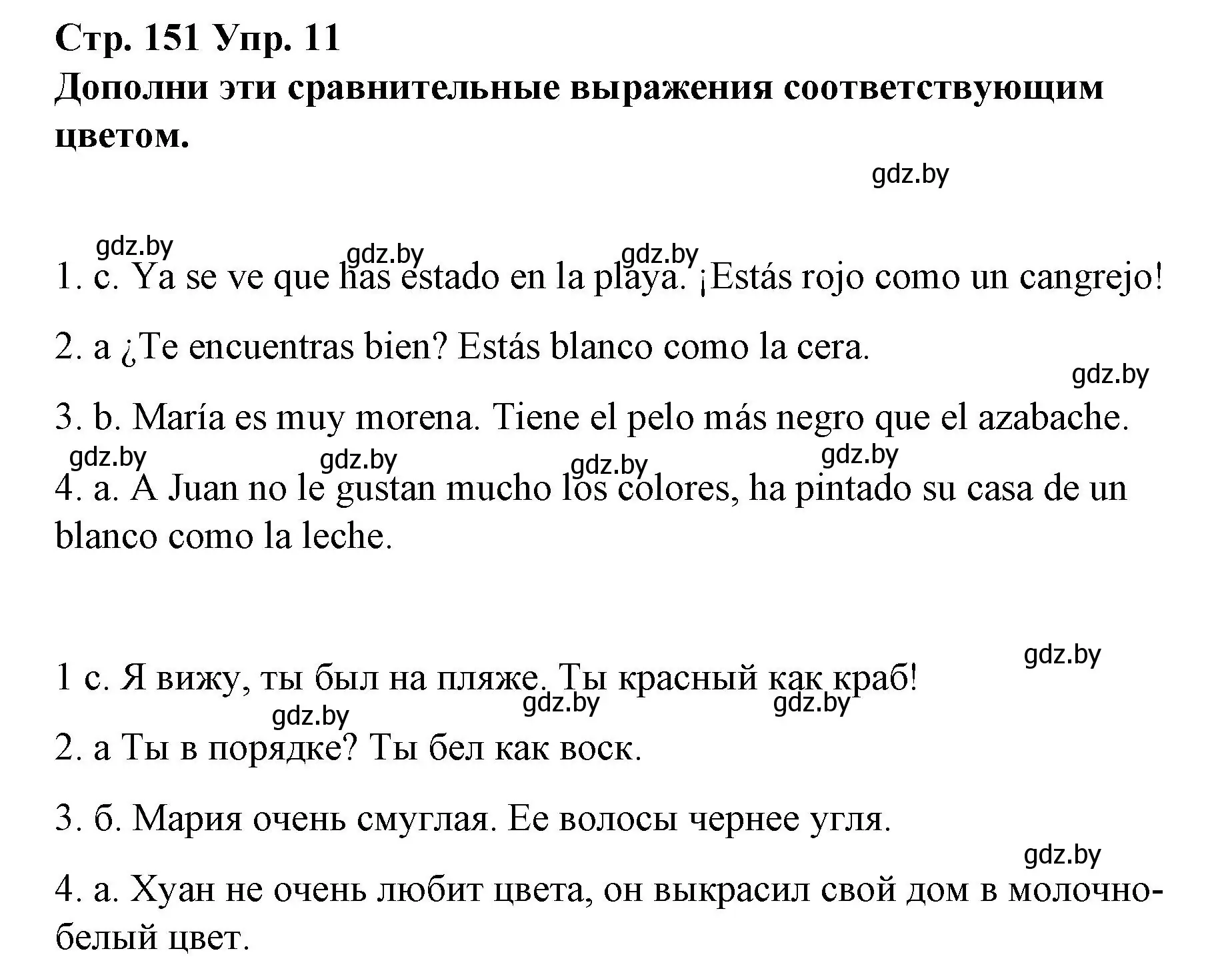 Решение номер 11 (страница 151) гдз по испанскому языку 10 класс Гриневич, Янукенас, учебник