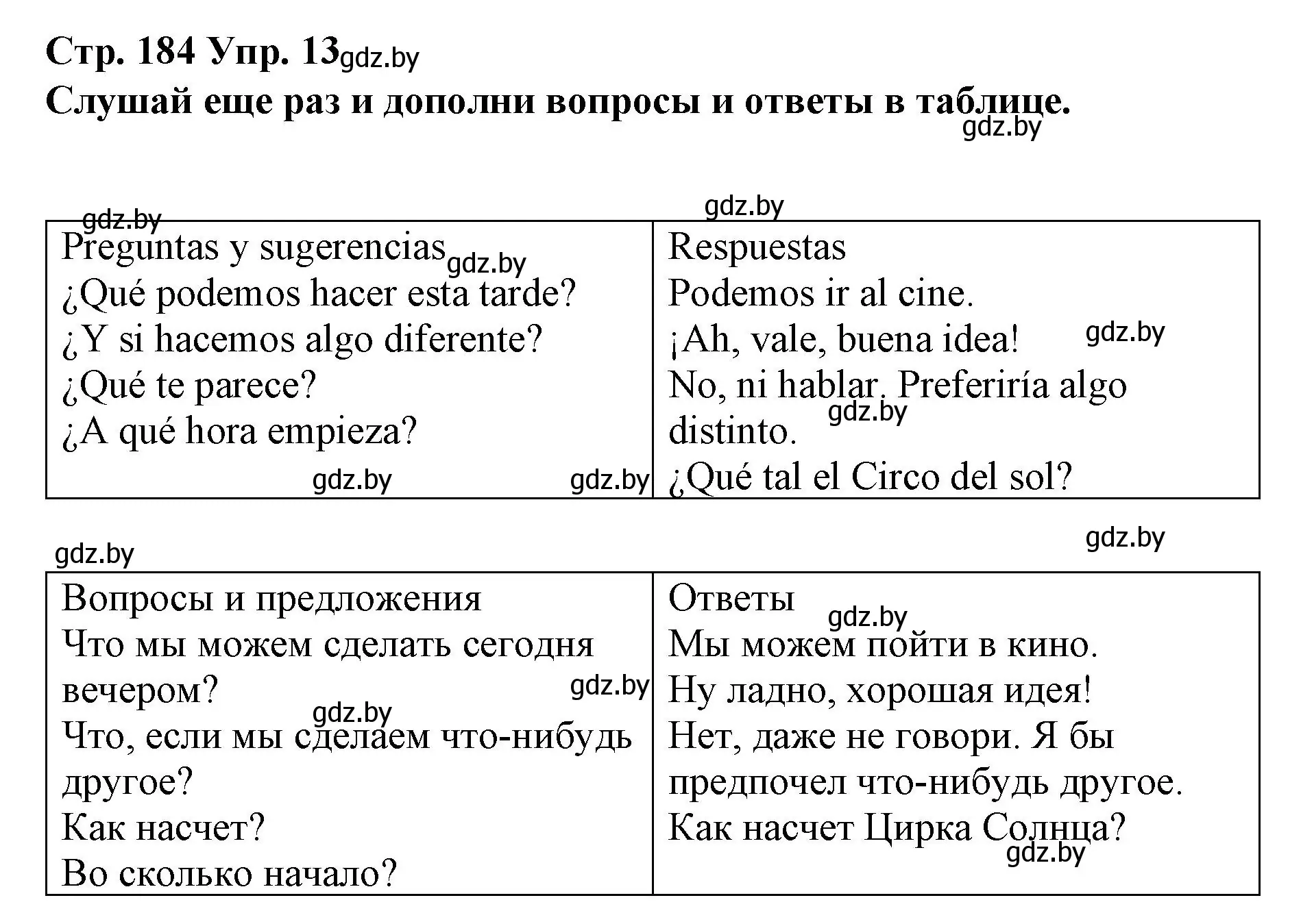 Решение номер 13 (страница 184) гдз по испанскому языку 10 класс Гриневич, Янукенас, учебник