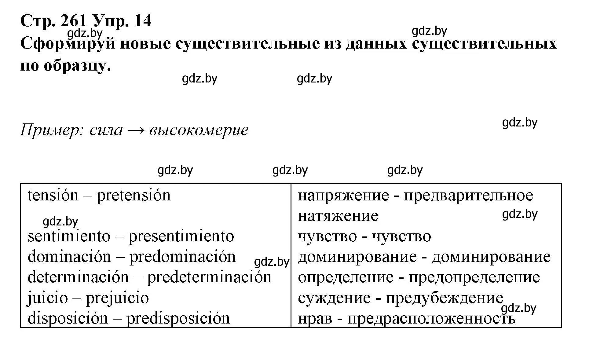 Решение номер 14 (страница 261) гдз по испанскому языку 10 класс Гриневич, Янукенас, учебник